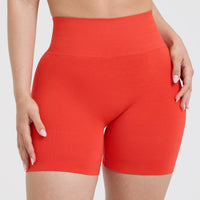 Effortless Seamless Shorts with White Logo | Charged Orange