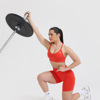 Effortless Seamless Shorts with White Logo | Charged Orange