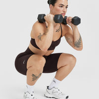 Effortless Seamless Cycling Shorts with White Logo | 70% Cocoa