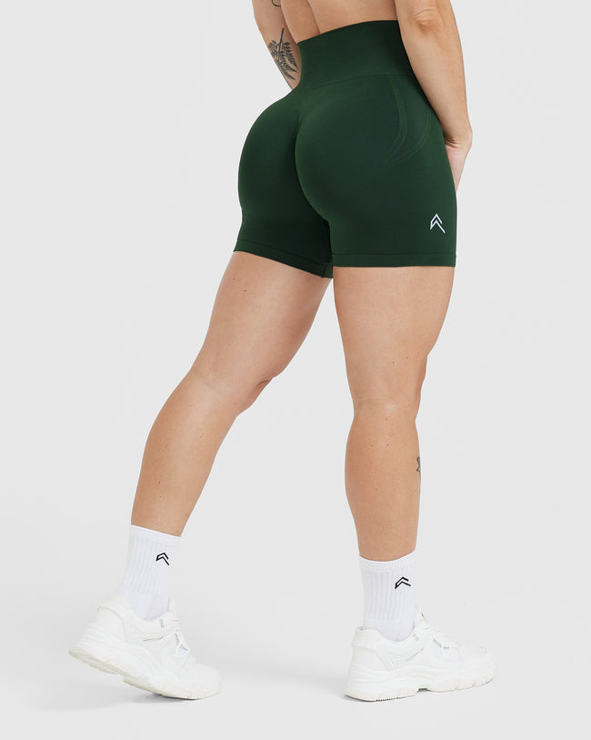 Effortless Seamless Shorts with White Logo | Evergreen
