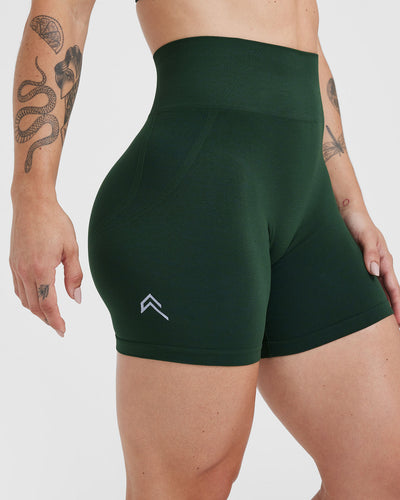 Effortless Seamless Shorts with White Logo | Evergreen
