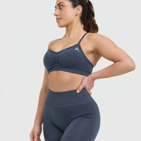 Effortless Strappy Bralette with White Logo | True Blue