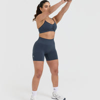 Effortless Strappy Bralette with White Logo | True Blue