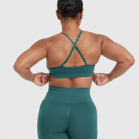 Effortless Strappy Bralette with White Logo | Marine Teal