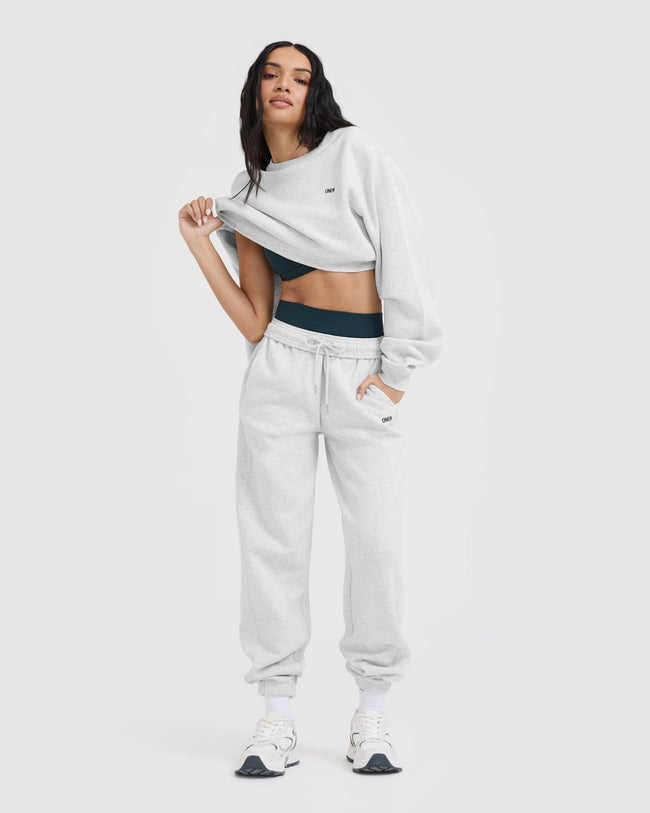 Foundations Crop Sweatshirt | Light Grey Marl