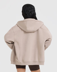 Foundations Zip Through Hoodie | Mushroom Brown