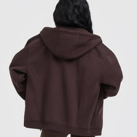 Foundations Zip Through Hoodie | Plum Brown