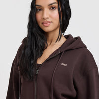 Foundations Zip Through Hoodie | Plum Brown