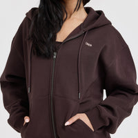 Foundations Zip Through Hoodie | Plum Brown