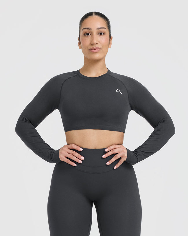 Go To Seamless Fitted Crop Long Sleeve Top | Coal