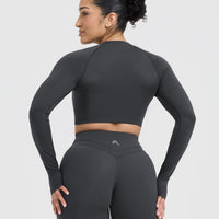 Go To Seamless Fitted Crop Long Sleeve Top | Coal