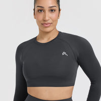 Go To Seamless Fitted Crop Long Sleeve Top | Coal