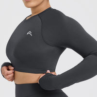 Go To Seamless Fitted Crop Long Sleeve Top | Coal
