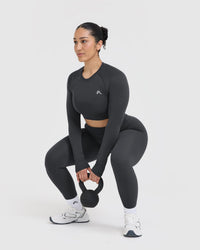 Go To Seamless Fitted Crop Long Sleeve Top | Coal