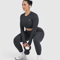 Go To Seamless Fitted Crop Long Sleeve Top | Coal