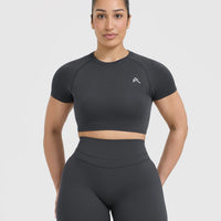 Go To Seamless Fitted Crop Top | Coal