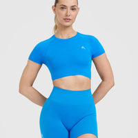 Go To Seamless Fitted Crop Top | Tropical Blue