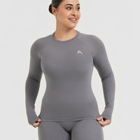 Go To Seamless Fitted Long Sleeve Top | Ash Grey