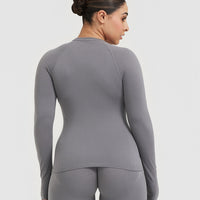 Go To Seamless Fitted Long Sleeve Top | Ash Grey