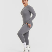 Go To Seamless Fitted Long Sleeve Top | Ash Grey