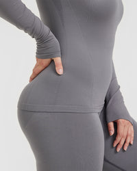Go To Seamless Fitted Long Sleeve Top | Ash Grey