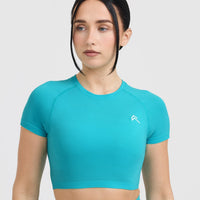 Go To Seamless Fitted Crop Top | Aqua Blue