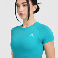 Go To Seamless Fitted Crop Top | Aqua Blue