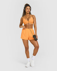 EasyLiftâ„¢ Ultra Minimal V Neck Bralette with White Logo | Powdered Orange