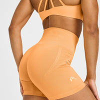 Effortless Seamless Shorts with White Logo | Powdered Orange