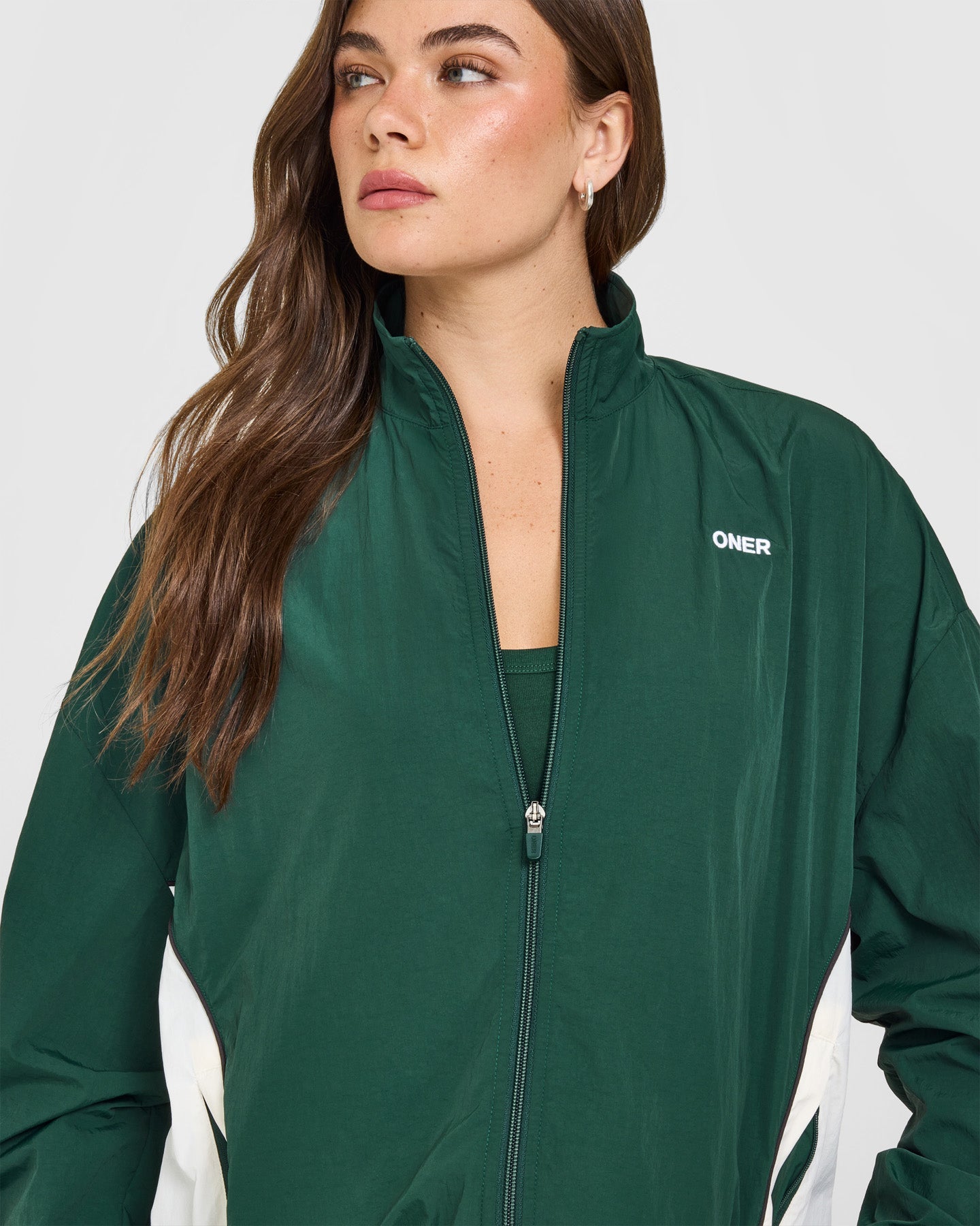Oversized Piped Woven Track Jacket | Racing Green