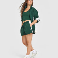 Oversized Piped Woven Track Shorts | Racing Green