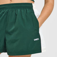 Oversized Piped Woven Track Shorts | Racing Green