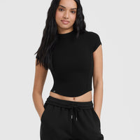 Mellow™ Rib Mid Mock Neck T-Shirt | Black