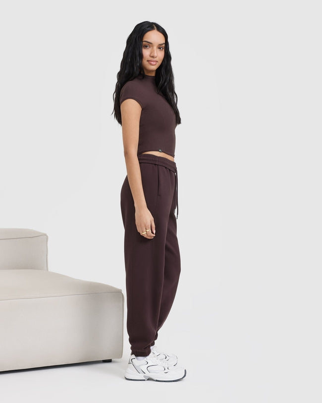 Mellow™ Rib Mid Mock Neck T-Shirt | Plum Brown