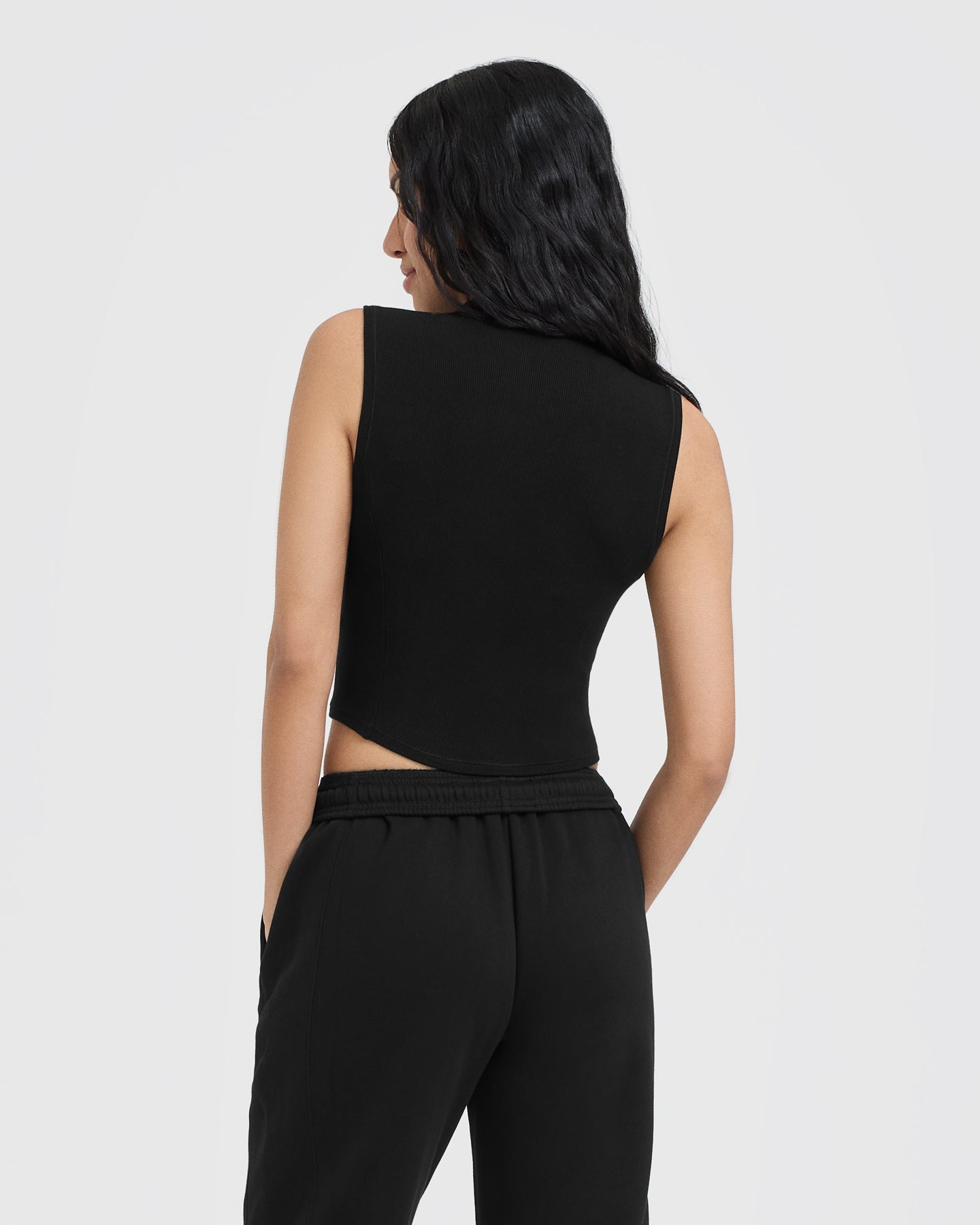 Mellow™ Rib Mid Mock Neck Tank | Black