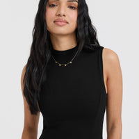 Mellow™ Rib Mid Mock Neck Tank | Black