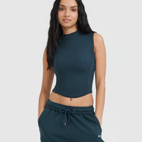 Mellow™ Rib Mid Mock Neck Tank | Oil Blue