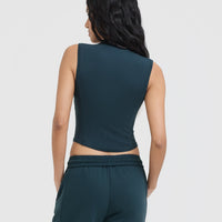 Mellow™ Rib Mid Mock Neck Tank | Oil Blue