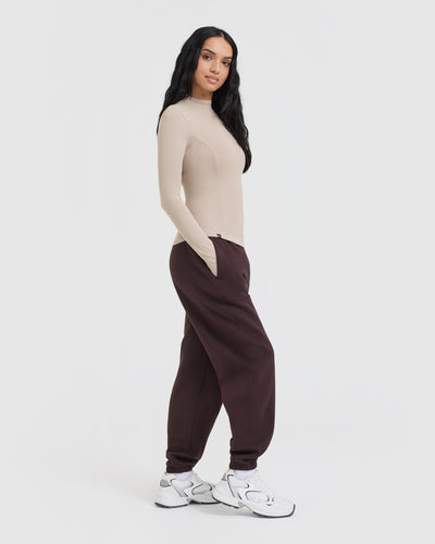 Mellow™ Rib Mock Neck Long Sleeve Top | Mushroom Brown