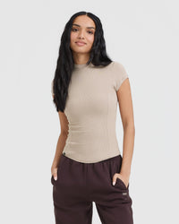 Mellow™ Rib Mock Neck T-Shirt | Mushroom Brown