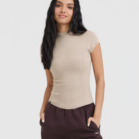 Mellow™ Rib Mock Neck T-Shirt | Mushroom Brown