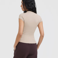 Mellow™ Rib Mock Neck T-Shirt | Mushroom Brown