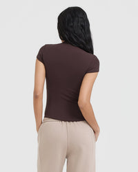 Mellow™ Rib Mock Neck T-Shirt | Plum Brown
