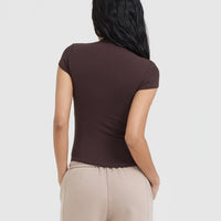 Mellow™ Rib Mock Neck T-Shirt | Plum Brown