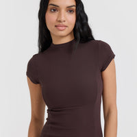 Mellow™ Rib Mock Neck T-Shirt | Plum Brown