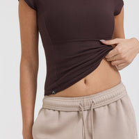 Mellow™ Rib Mock Neck T-Shirt | Plum Brown