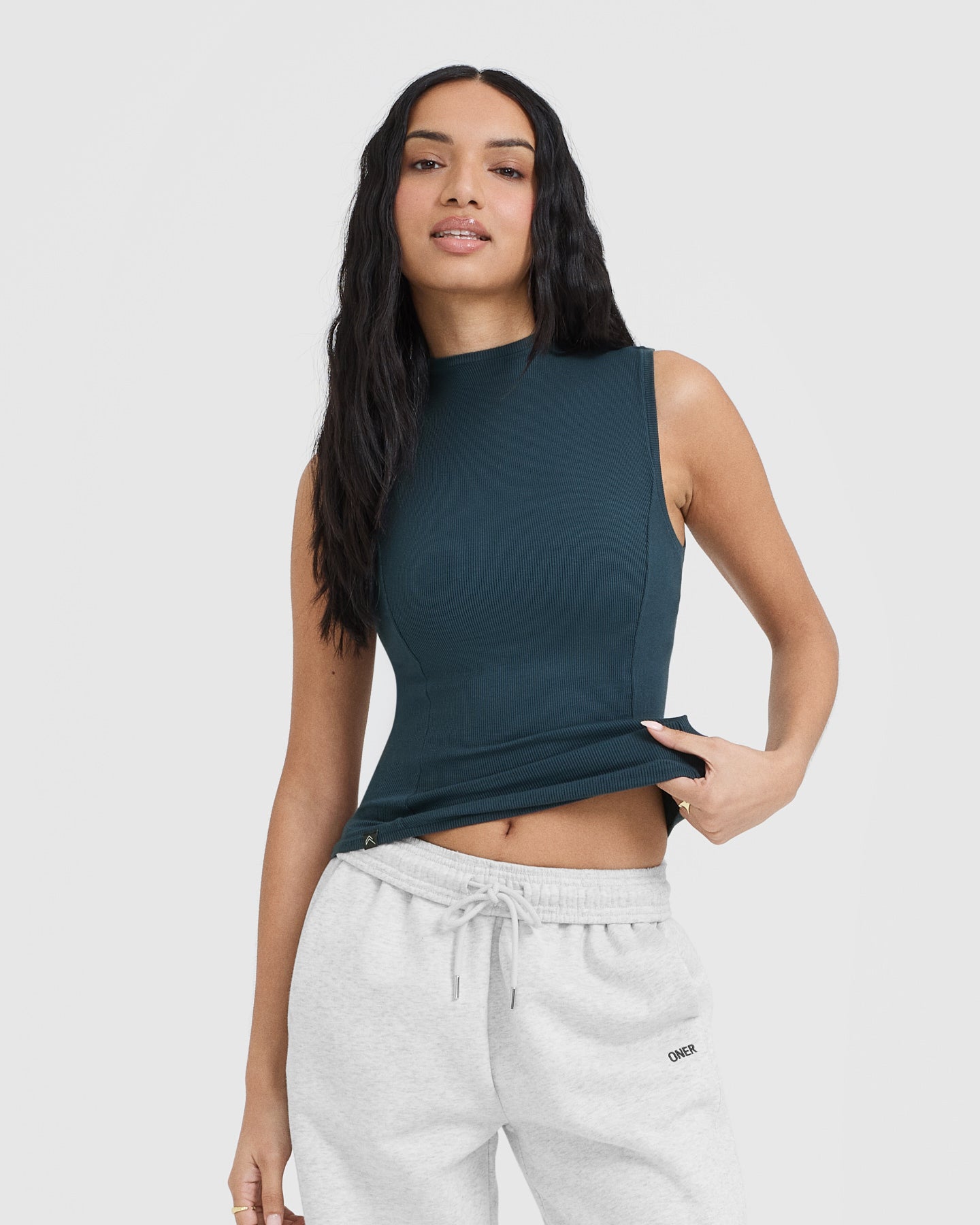 Mellow™ Rib Mock Neck Tank | Oil Blue