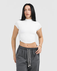 Mellow™ Rib Mid Mock Neck T-Shirt | White