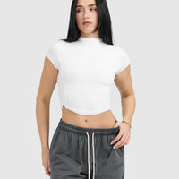 Mellow™ Rib Mid Mock Neck T-Shirt | White