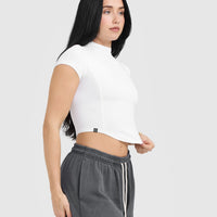 Mellow™ Rib Mid Mock Neck T-Shirt | White